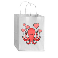 Octopus With Heart Balloons Valentines Day Octopus Cub Paper Bag - 8 X 4 1/2 X 10 1/4 | Artistshot