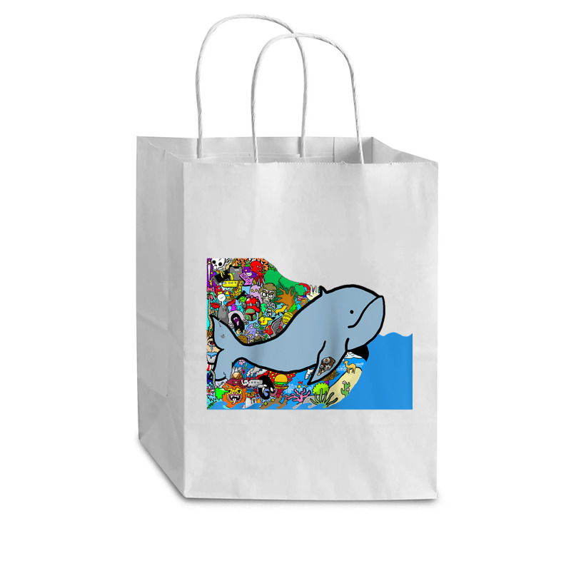 Blue Whale, Marine Sea Animal, Ocean Life, Surf, Art Work Raglan Baseb Cub Paper Bag - 8 X 4 1/2 X 10 1/4 | Artistshot