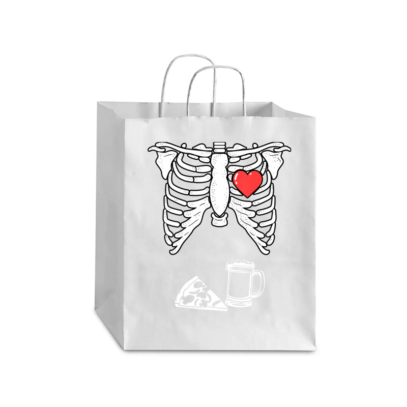 Dad Skeleton Halloween Beer Pizza Pregnancy Couple Men Debie Paper Bag - 10 X 5 X 13 | Artistshot