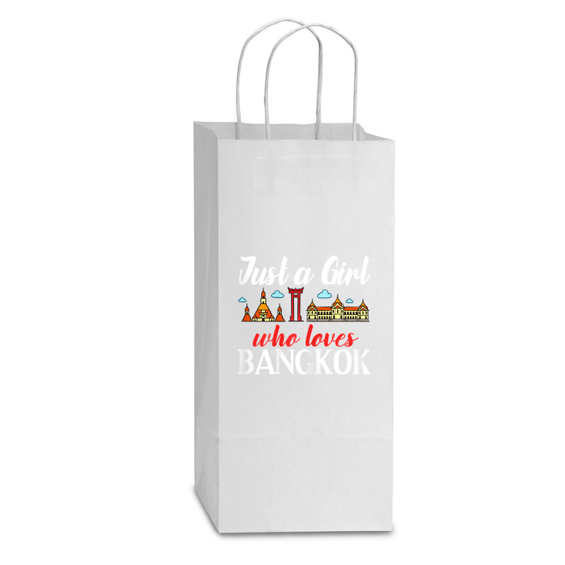 Bangkok Thailand City Trip Skyline Map Double wine Paper Bag - 6 1/2 x 3 1/2 x 12 3/8 by ROMAINEDWILEY | Artistshot