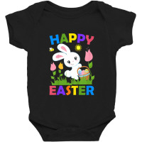 Kids Happy Easter Bunny Egg Basket Honeybee Flower Christian Girl Baby Bodysuit | Artistshot