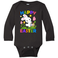 Kids Happy Easter Bunny Egg Basket Honeybee Flower Christian Girl Long Sleeve Baby Bodysuit | Artistshot