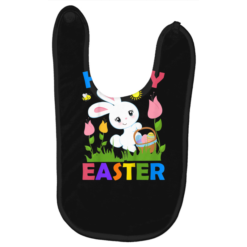 Kids Happy Easter Bunny Egg Basket Honeybee Flower Christian Girl Baby Bibs | Artistshot