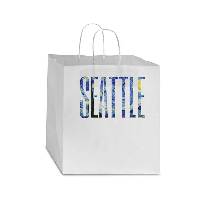 Seattle Van Gogh Starry Night Art Vincent Van Gogh Painting Star Paper Bag - 13 X 7 X 13 | Artistshot