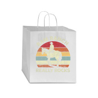 Ram Ranch Really Rock Vintage Western Rodeo Cowboy Horseback Premium T Star Paper Bag - 13 X 7 X 13 | Artistshot