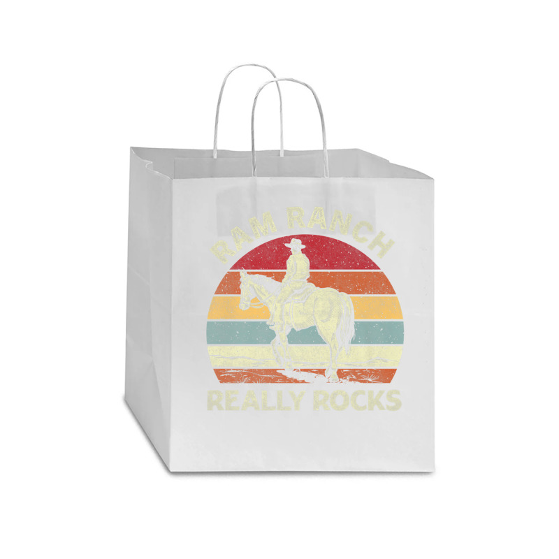 Ram Ranch Really Rock Vintage Western Rodeo Cowboy Horseback Premium T Star Paper Bag - 13 X 7 X 13 | Artistshot