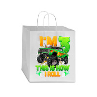 I'm 3 This Is How I Roll Cute Monster Truck 3rd Birthday Boy Star Paper Bag - 13 X 7 X 13 | Artistshot