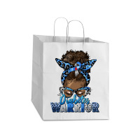 Diabetes Warrior Afro Messy Bun Take Out Paper Bag - 14 X 10 X 15 1/2 | Artistshot