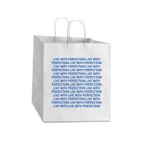 Live With Perfection Blue Pattern Aesthetic Take Out Paper Bag - 14 X 10 X 15 1/2 | Artistshot