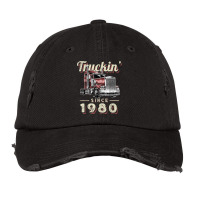 Truckin Since 1980 Trucker Big Rig Driver 42nd Birthday T Shirt Vintage Cap | Artistshot