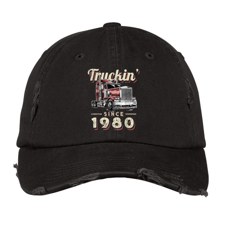 Truckin Since 1980 Trucker Big Rig Driver 42nd Birthday T Shirt Vintage Cap by nazhirgoodie | Artistshot