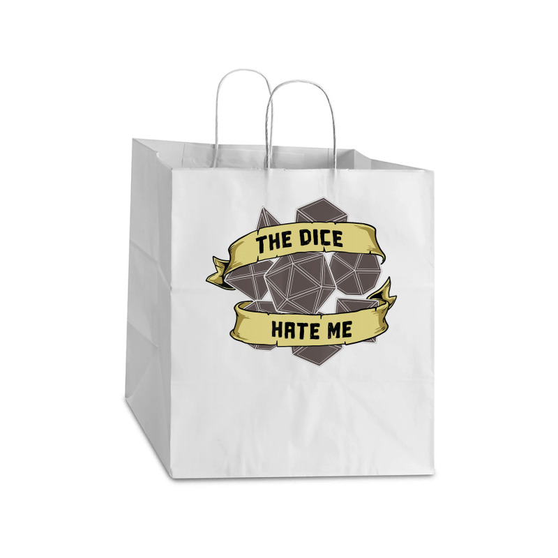 Retro The Dice Hate Me 20 Sided Tabletop Role Play Take Out Paper Bag - 14 X 10 X 15 1/2 | Artistshot