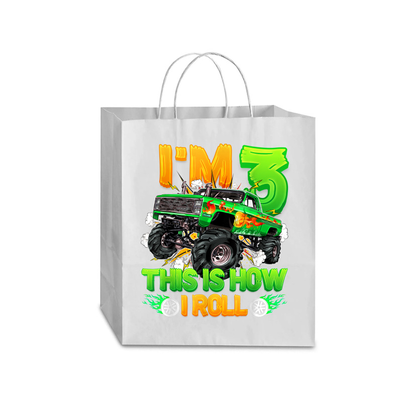 I'm 3 This Is How I Roll Cute Monster Truck 3rd Birthday Boy Traveler Paper Bag -13 X 6 X 15 3/4 | Artistshot