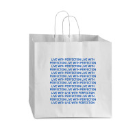 Live With Perfection Blue Pattern Aesthetic Vogue Paper Bag - 16 X 6 X 12 | Artistshot