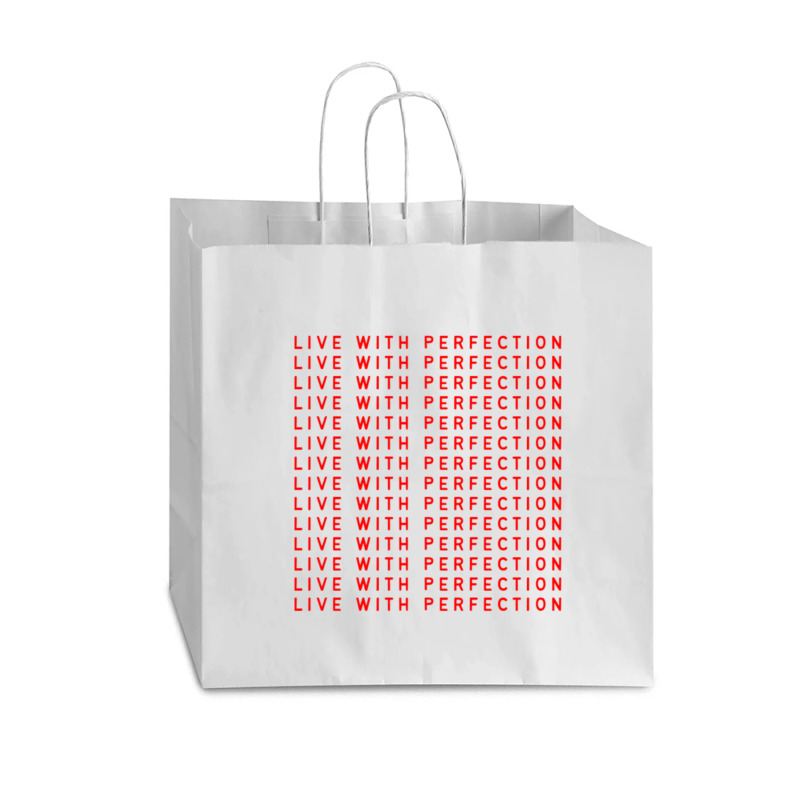 Live With Perfection Red Pattern Aesthetic Vogue Paper Bag - 16 X 6 X 12 | Artistshot