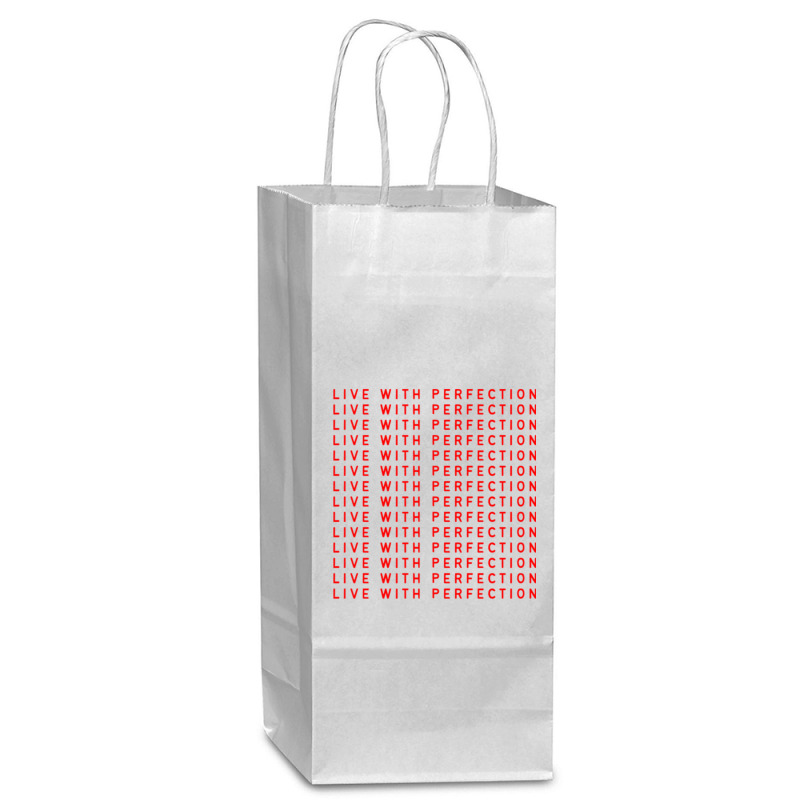 Live With Perfection Red Pattern Aesthetic Wine Paper Bag - 5 1/2 X 3 1/4 X 13 | Artistshot