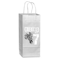 Riding Into 7 Years Old 7th Birthday Boy Dirt Bike Party Wine Paper Bag - 5 1/2 X 3 1/4 X 13 | Artistshot