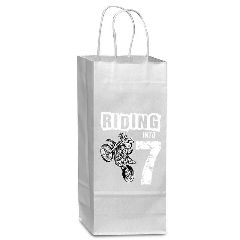 Riding Into 7 Years Old 7th Birthday Boy Dirt Bike Party Wine Paper Bag - 5 1/2 X 3 1/4 X 13 | Artistshot