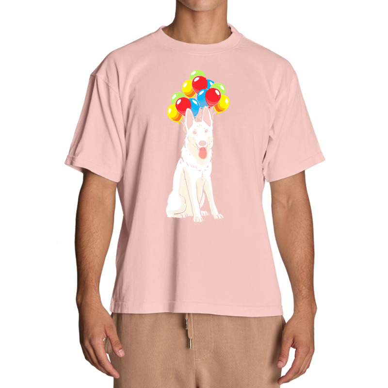 White Shepherd T  Shirt White Swiss Shepherd With Ballons Gift T  Shir Urban Heavy T-shirt | Artistshot