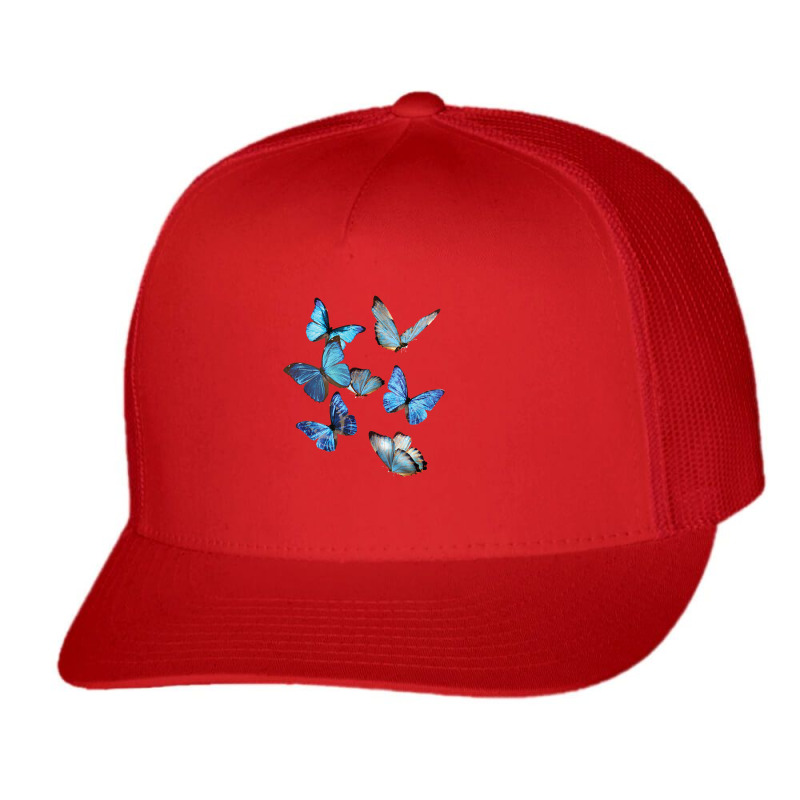 Blue Morpho Butterfly Swarm Lepidoptera Entomology Trucker Cap by AntoineDesign | Artistshot