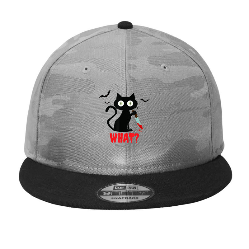 Black Cat With Knife Halloween Camo Snapback by BuenoBloom | Artistshot