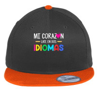 Mi Corazon Late En Dos Idiomas, Bilingual Spanish Teacher T Shirt Flat Bill Snapback Cap | Artistshot