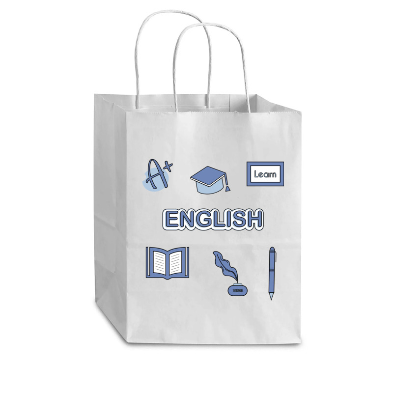 Light Blue English School Subject  Pack Cub Paper Bag - 8 X 4 1/2 X 10 1/4 | Artistshot