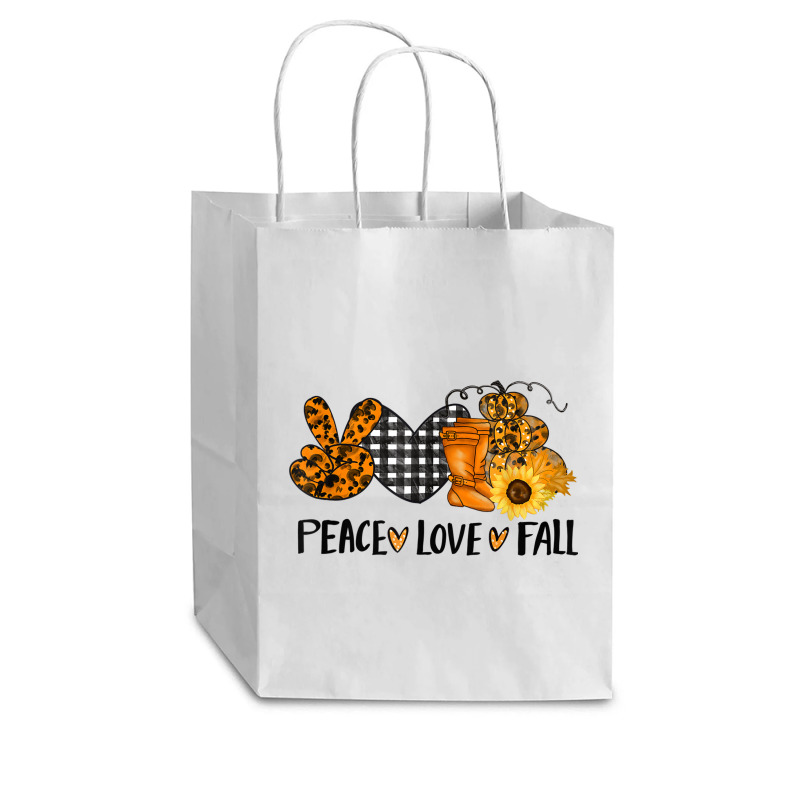 Love Peace Fall Halloween Pumpkin Emotions Smiling Costume Cub Paper Bag - 8 X 4 1/2 X 10 1/4 | Artistshot