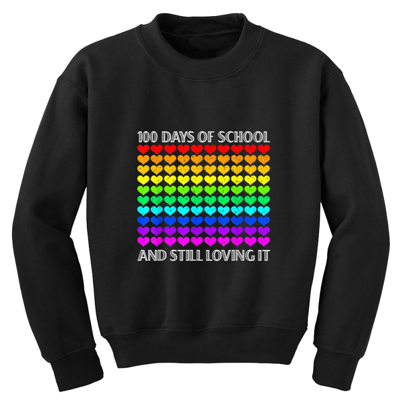 100 Days Of School And Still Loving It Teacher Student Heart Youth Sweatshirt | Artistshot