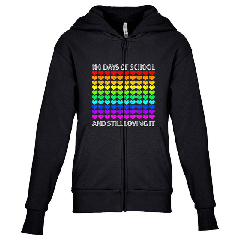 100 Days Of School And Still Loving It Teacher Student Heart Youth Zipper Hoodie | Artistshot