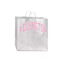 Wellington Florida Fl Varsity Style Pink Text Jumbo Paper Bag - 18 X 7 X 18 3/4 | Artistshot