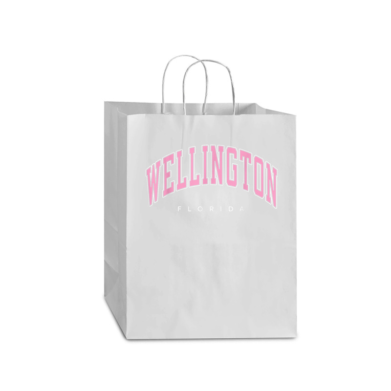 Wellington Florida Fl Varsity Style Pink Text Mart Paper Bag -13 X 7 X 17 | Artistshot