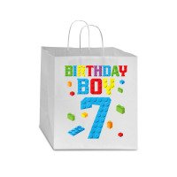 Master Builder 7th Birthday Boy 7 Seven Year Building Bricks T Shirt Star Paper Bag - 13 X 7 X 13 | Artistshot