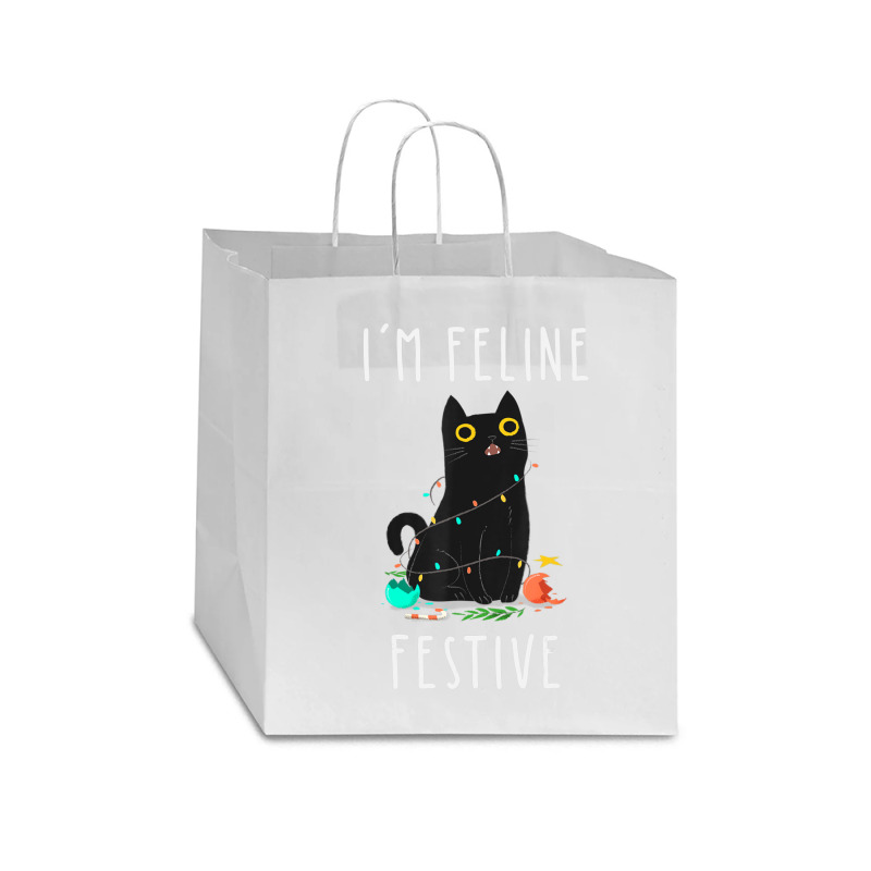 Cat Christmas Feline Festive Women & Kids Xmas Star Paper Bag - 13 X 7 X 13 | Artistshot