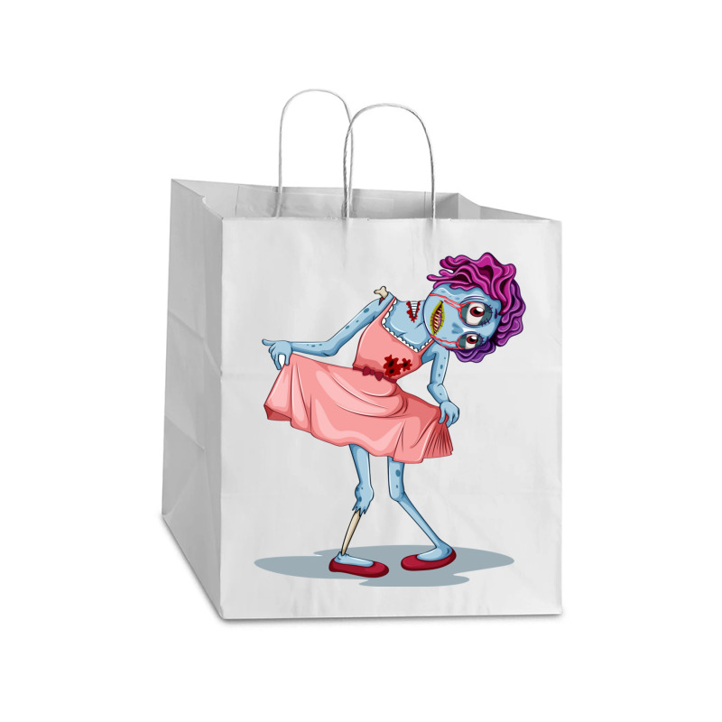 Female Zombie  Zombies Love Brains Take Out Paper Bag - 14 X 10 X 15 1/2 | Artistshot