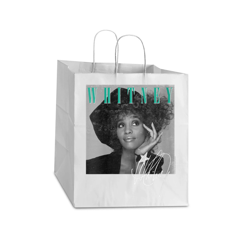 Womens Whitney Houston Shooting Star V Neck T Shirt Take Out Paper Bag - 14 X 10 X 15 1/2 | Artistshot