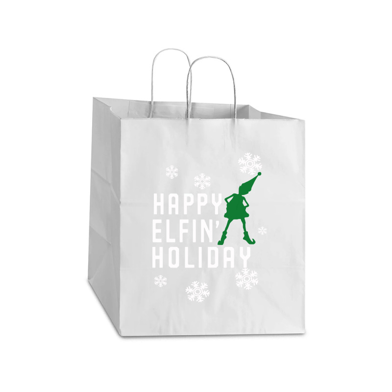 Happy Elfin Holiday [gemuk] Take Out Paper Bag - 14 X 10 X 15 1/2 | Artistshot