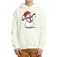 Funny Christmas Snowman Wearing Santa Hat Urban Pullover Hoodie | Artistshot