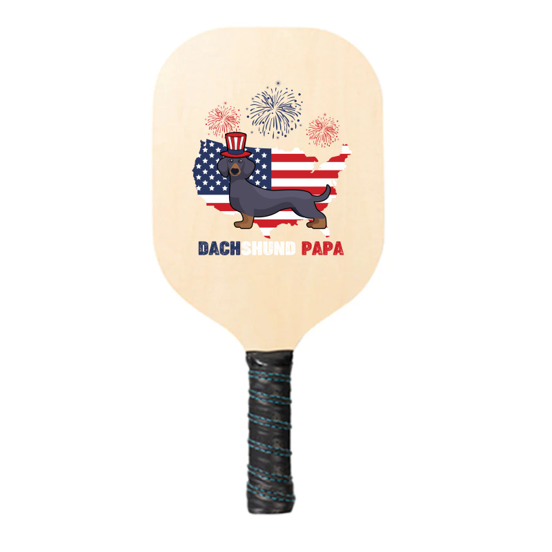 Dachshund Papa American Flag 4th Ofjuly Pickleball Paddle | Artistshot