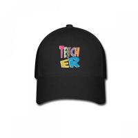 Teacher Colorful Distressed Leopard Lightning Bolt Trendy Baseball Cap | Artistshot