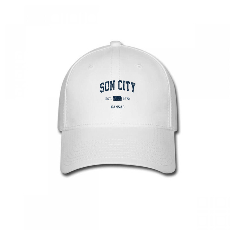 Sun City Kansas Ks Vintage Athletic Navy Sports Design Long Sleeve T S Baseball Cap | Artistshot