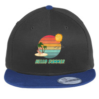 Hello Summer Vacation Palm Tree Sun Birds And Sea Flat Bill Snapback Cap | Artistshot