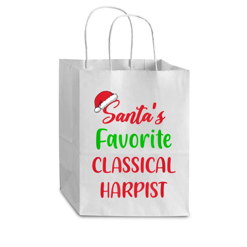 Santas Favorite Classical Harpist   Classical Harp Christmas T Shirt Cub Paper Bag - 8 X 4 1/2 X 10 1/4 | Artistshot