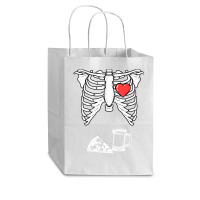 Dad Skeleton Halloween Beer Pizza Pregnancy Couple Men Cub Paper Bag - 8 X 4 1/2 X 10 1/4 | Artistshot