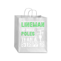 Lineman Up More Poles Than A Stripper Electrician Lineworker Debie Paper Bag - 10 X 5 X 13 | Artistshot