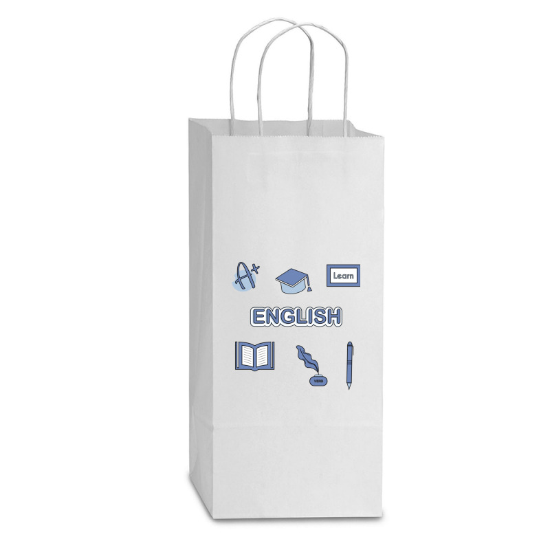 Light Blue English School Subject  Pack Double Wine Paper Bag - 6 1/2 X 3 1/2 X 12 3/8 | Artistshot