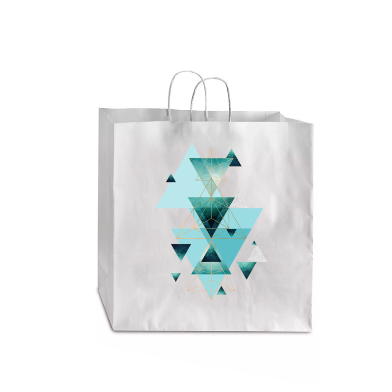 Geometric Triangle Compilation In Teal Jumbo Paper Bag - 18 X 7 X 18 3/4 | Artistshot