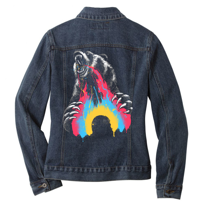 Angry Bear Don’t Care Ladies Denim Jacket by glitchygorilla | Artistshot