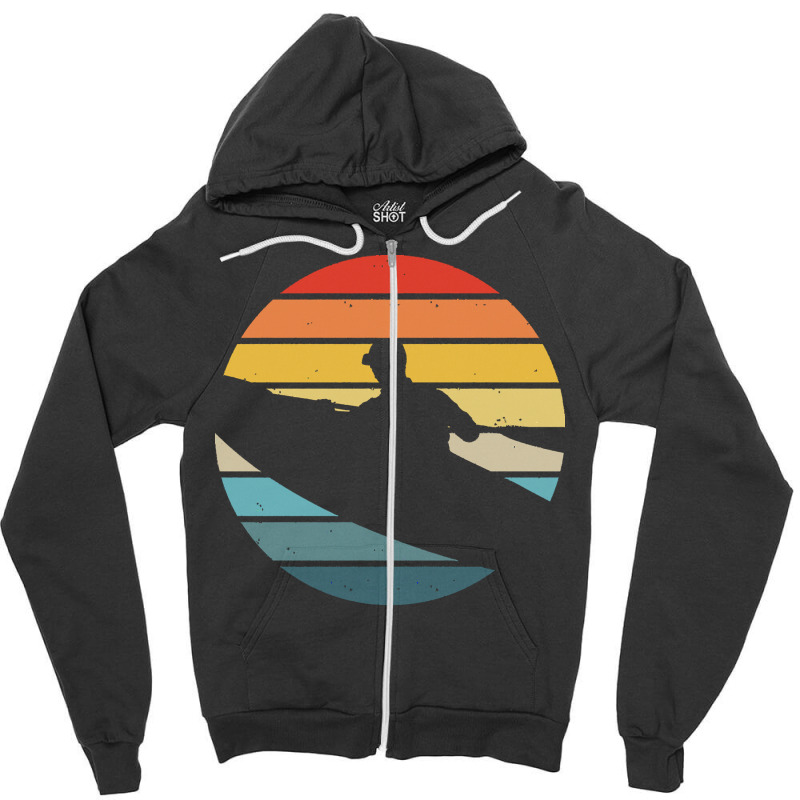 Canoe T  Shirt Canoeing Silhouette On A Distressed Retro Sunset Print Zipper Hoodie | Artistshot