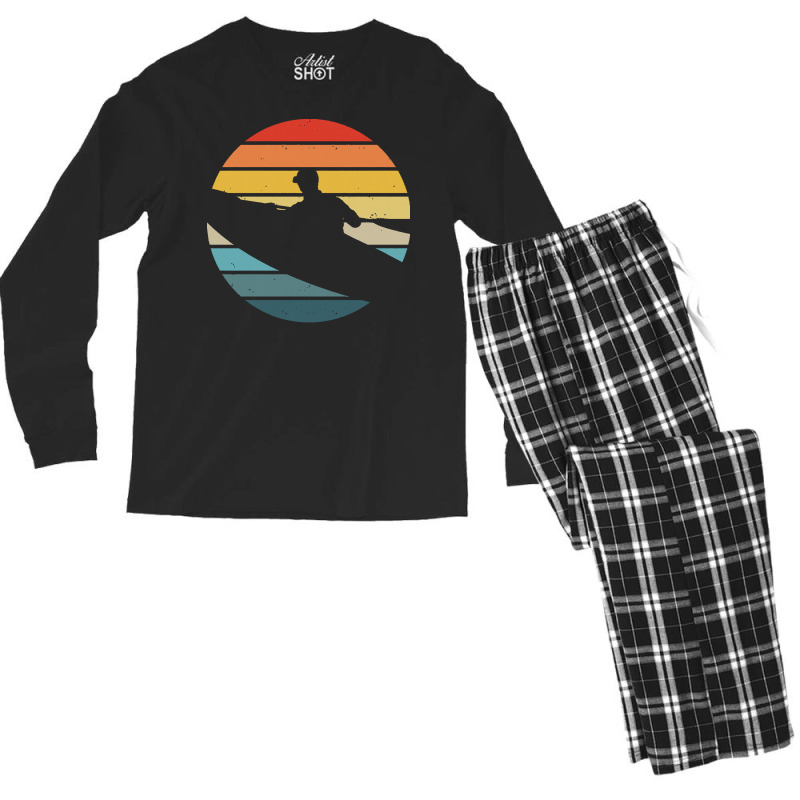 Canoe T  Shirt Canoeing Silhouette On A Distressed Retro Sunset Print Men's Long Sleeve Pajama Set | Artistshot